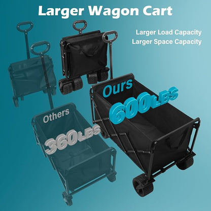 Beach Wagon with Big Wheels for Sand: 600LBS All Terrain Collapsible Beach Cart - Image 3