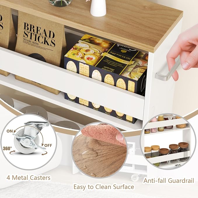 Slim Rolling Storage Cart, 4 Tier Narrow Kitchen Cart - Image 6
