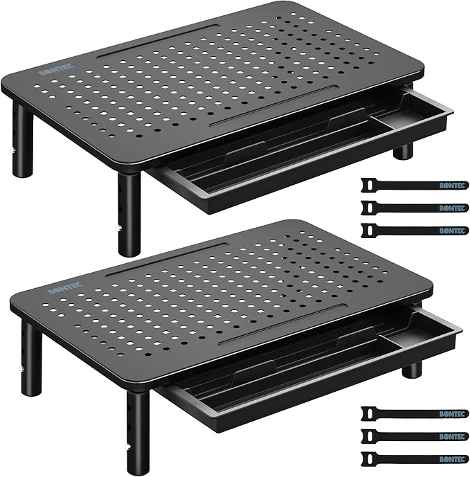 BONTEC 2 Pack Adjustable Monitor Stand Riser by BONTEC