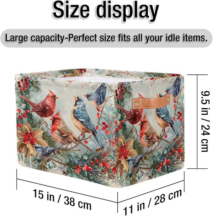 Basket Storage Bins Cardinal Christmas Xmas Rectangle Cube Basket Box Kids - Image 4