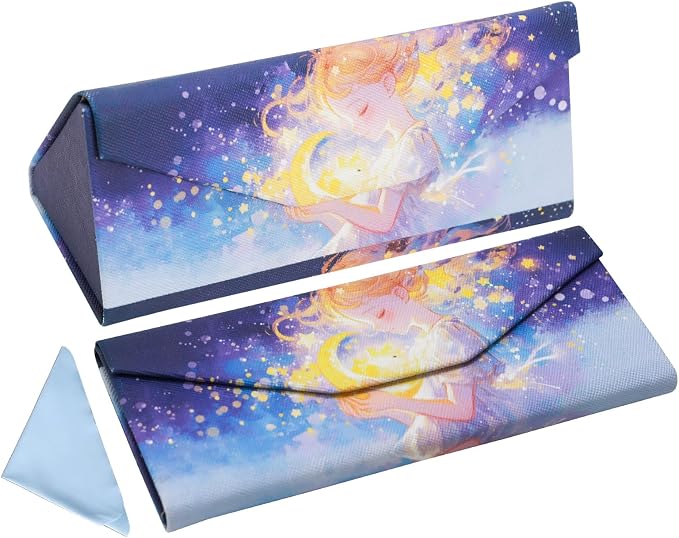 Foldable Glasses Case, Magnetic PU Leahter Sunglasses Case, Cute Hard Shell by FLYINGMAGE