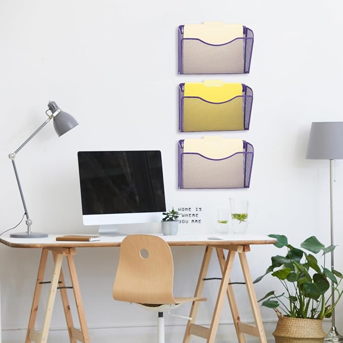 EASEPRES 3 Single Pocket Mesh Hanging File Organizer, Vertical Wall Mounted - Image 4