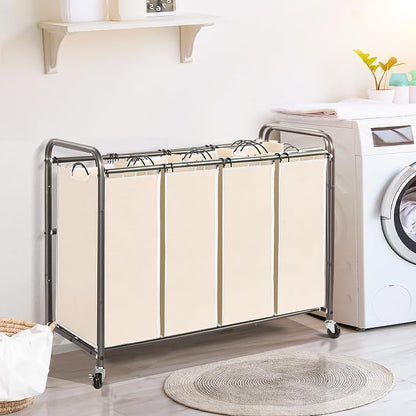 STO STO Laundry Sorter 4 Section, 4 Bag Laundry Hamper, Rolling Laundry Cart - Image 7