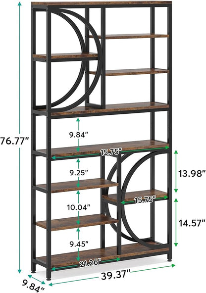 Tribesigns Bookshelf, Industrial 8-Tier Etagere Bookcases, 77-Inch Tall Book - Image 2