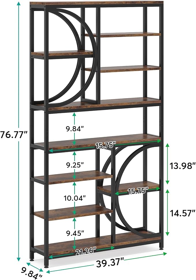 Tribesigns Bookshelf, Industrial 8-Tier Etagere Bookcases, 77-Inch Tall Book - Image 3