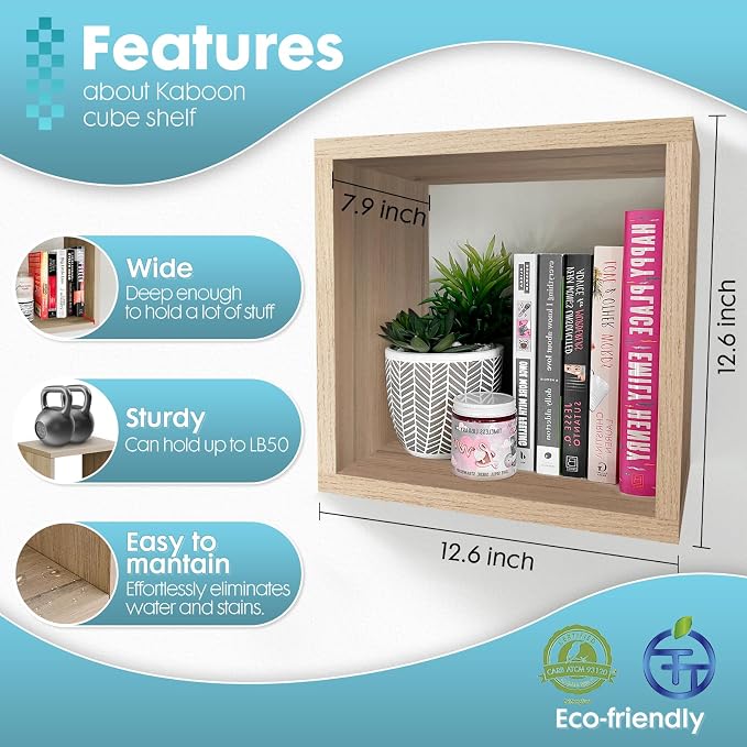 Cube Floating Shelves Set2, Display Shelves Wall Mount 7.75" D x 12.5" W x - Image 3