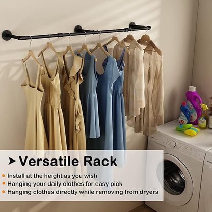 Wall Mounted Clothes Rack 60in, Industrial Pipe Clothing Racks Wall Mount - Image 6