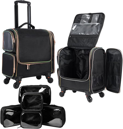 Stagiant Rolling Makeup Train Case, Professional Makeup Case, Travel Cosmetic by Stagiant