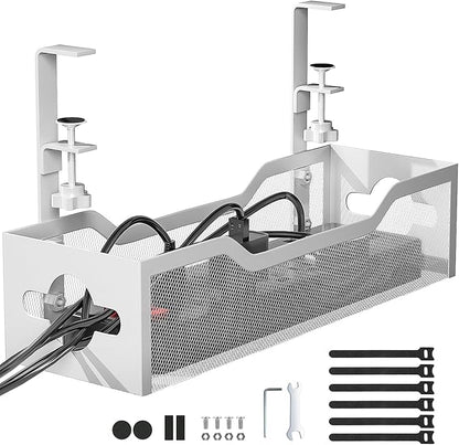 Under Desk Cable Management Tray No Drill, 13.38'' Metal Tray by Litwaro