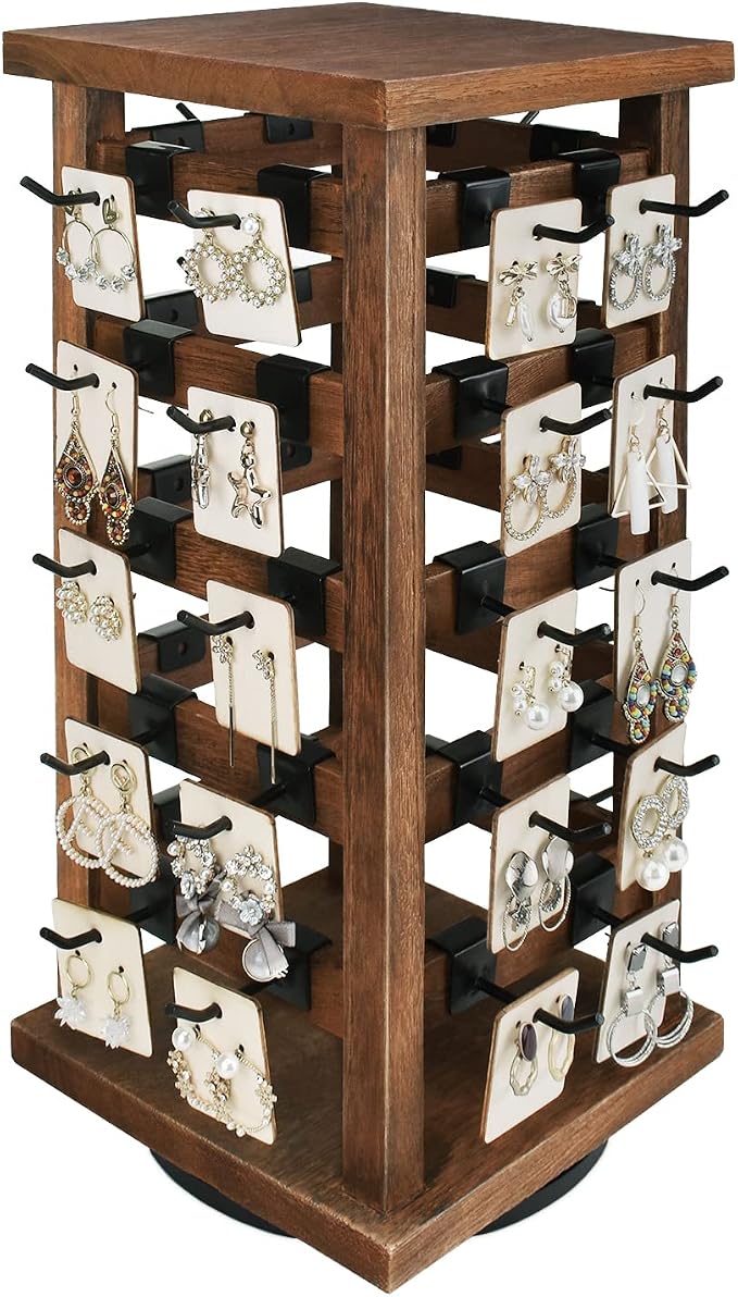 Ikee Design 5 Tiers Easy Assemble Wood Rotating Jewelry Display Tower by IkeeDesign