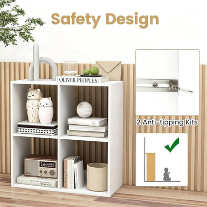 POWERSTONE 4 Cube Storage Organizer Set of 2, 2 Tier Cubby Bookshelf - Image 5
