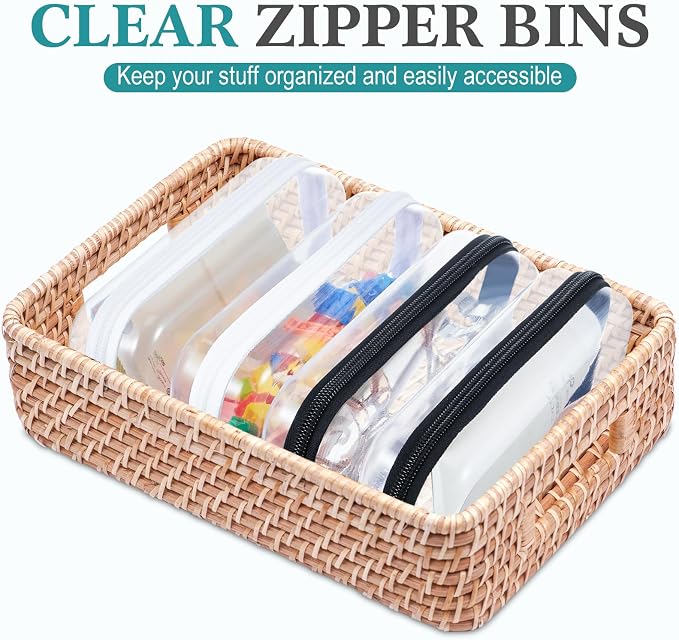 Hoolerry 4 Pcs Hard Clear Zipper Case Makeup Bags Plastic Pencil Pouch - Image 5