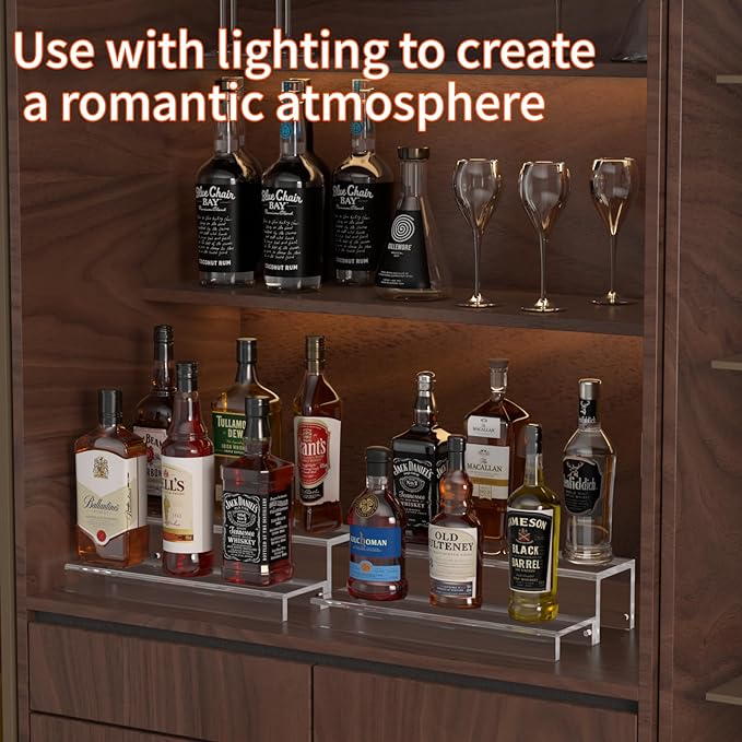 JUESHA 2 Tier Liquor Bottle Display Shelf, Step Alcohol Bottle Organizer - Image 6