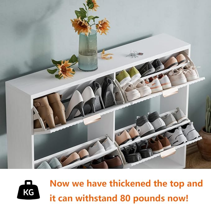 Shoe Cabinet Storage, Modern Freestanding Organizer - Image 4