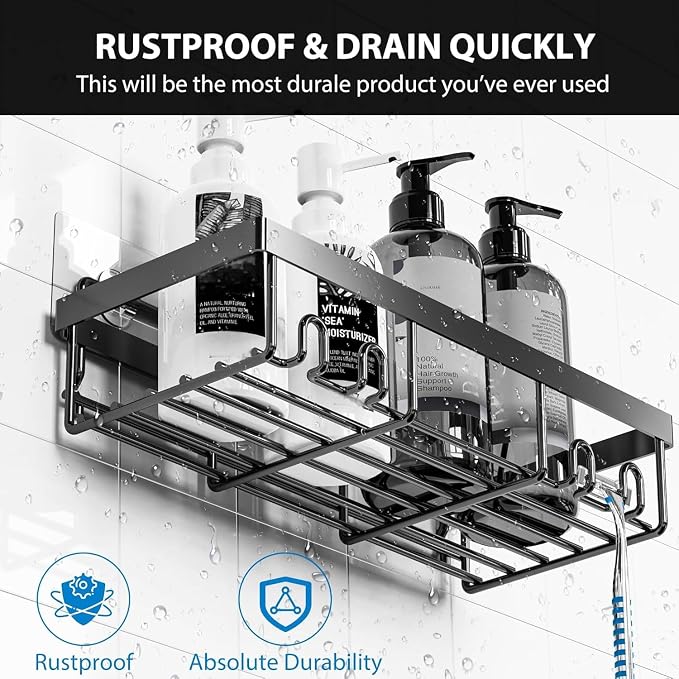 Moforoco Adhesive Shower Caddy Organizer Shelves Rack - Image 3