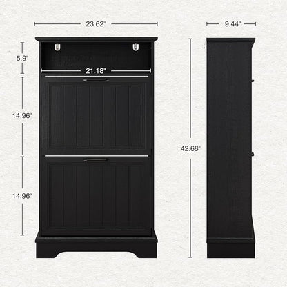 Shoe Storage Cabinet with 2 Flip Drawers, Narrow Slim Shoe Organizer - Image 2
