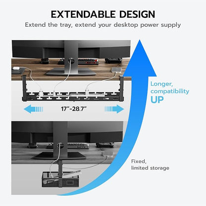 ARES WING 17"-28.7" Extendable Under Desk Cable Management Tray - Image 3