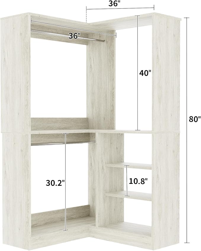 Unikito 36 Inch Corner Closet System, Large Freestanding Closet Organizer System - Image 5