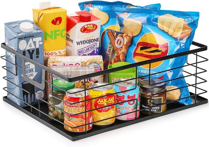 TOPZEA Black Metal Food Storage Basket by TOPZEA