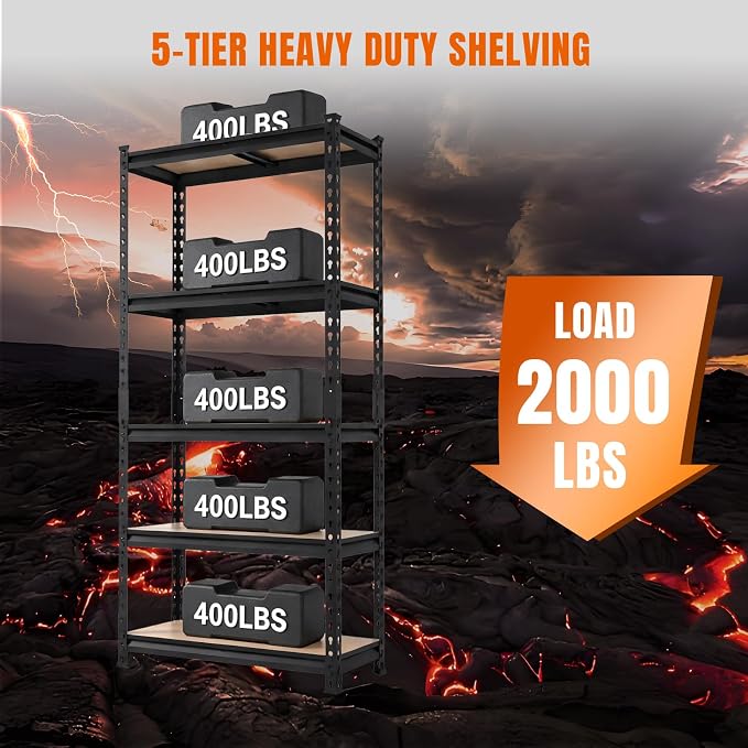 Big RED Storage Shelving Unit, 5-Tier Adjustable Storage Shelves, Heavy Duty - Image 8
