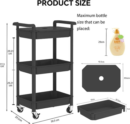 Steehoom 3-Tier Utility Rolling Cart - Image 3