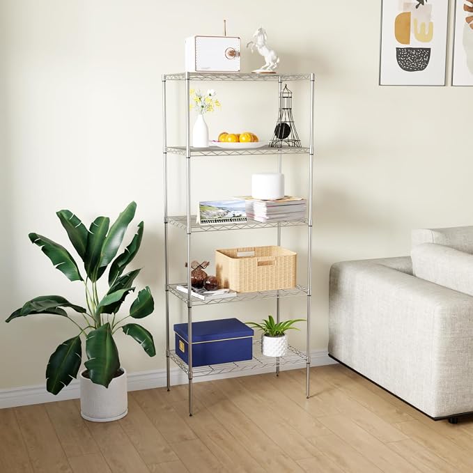 PayLessHere | 5-Tier Wire Shelf | 24"x14"x60" | Chrome | Adjustable Racks | - Image 4
