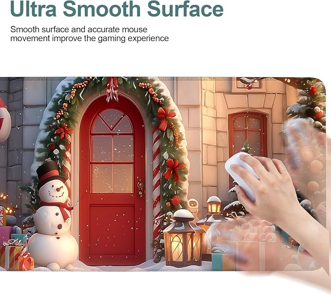 Christmas Scene Gaming Mouse Pad 31.5"x11.8"Desk Mat Anti-Slip Rubber Base & - Image 5