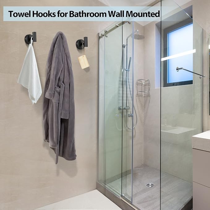 Kruodop Towel Hooks for Bathroom, 6 Packs Wall Mount Towel Holder, Stainless - Image 5