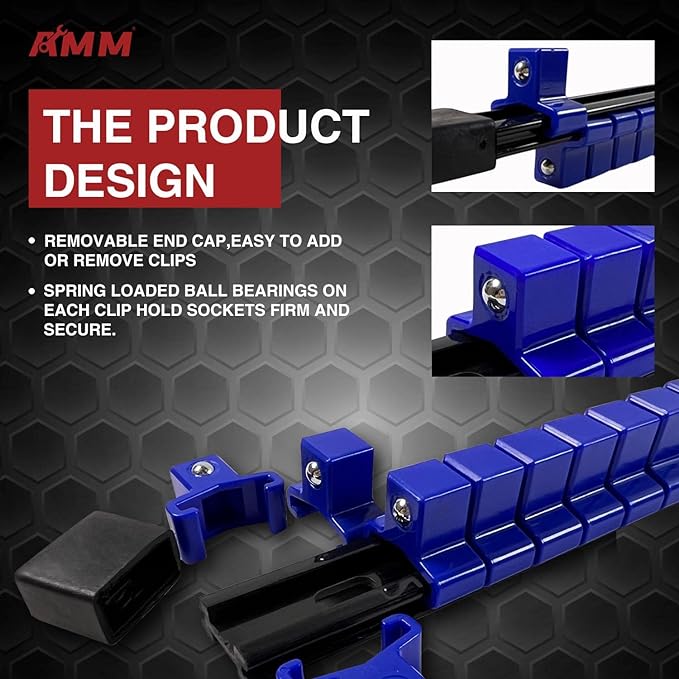 AMM 9-Piece Socket Organizer, 1/2 inch, 3/8 inch and 1/4 inch Drive ABS - Image 3