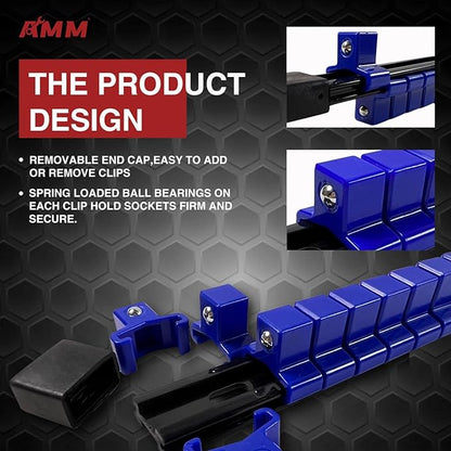 AMM 9-Piece Socket Organizer, 1/2 inch, 3/8 inch and 1/4 inch Drive ABS - Image 3