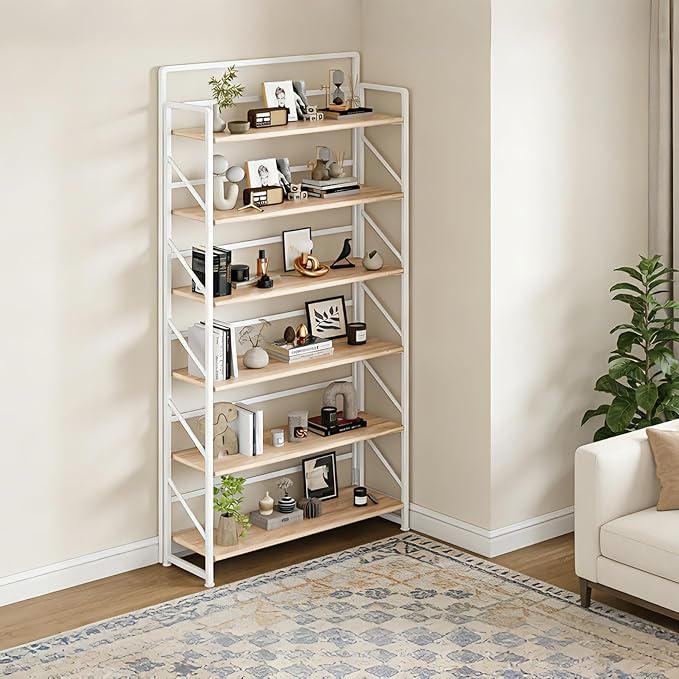 JSB Folding Bookshelf, Industrial Storage Shelves, No Assembly Vintage Wood - Image 7