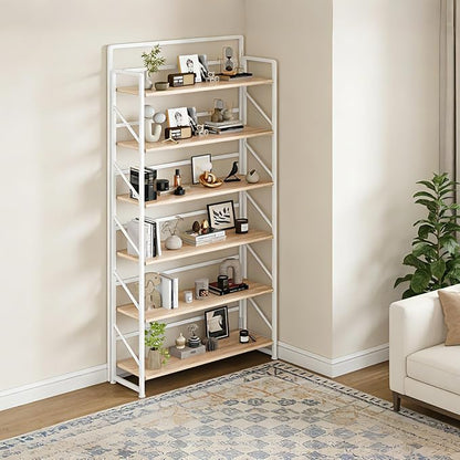 JSB Folding Bookshelf, Industrial Storage Shelves, No Assembly Vintage Wood - Image 7