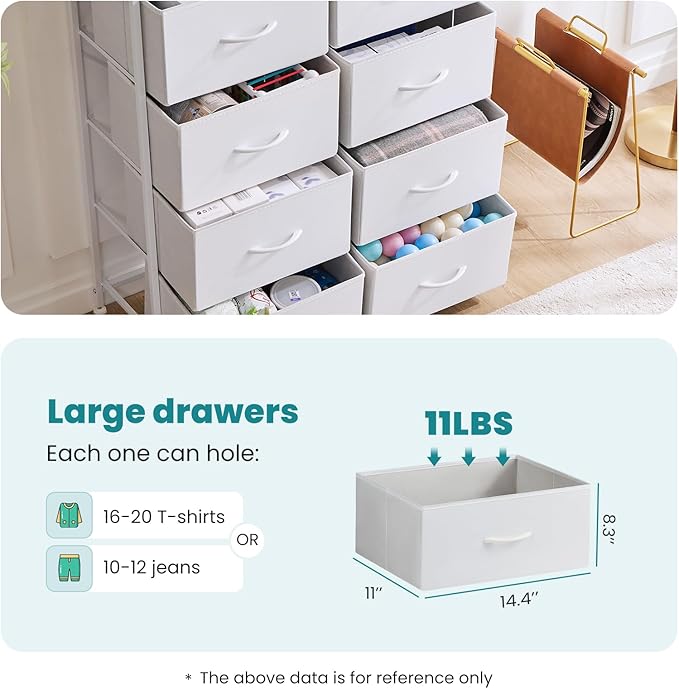 OLIXIS Dresser for Bedroom, 8 Storage Drawers, Tall Fabric Tower Organizer | - Image 4