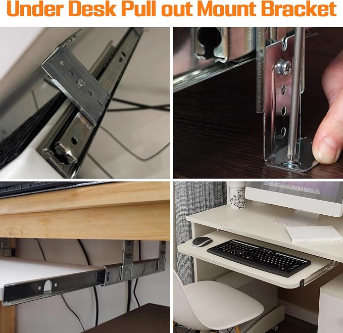 Under Desk Keyboard Tray Pull Out Slide Height Adjustable Slide Out Keyboard - Image 5