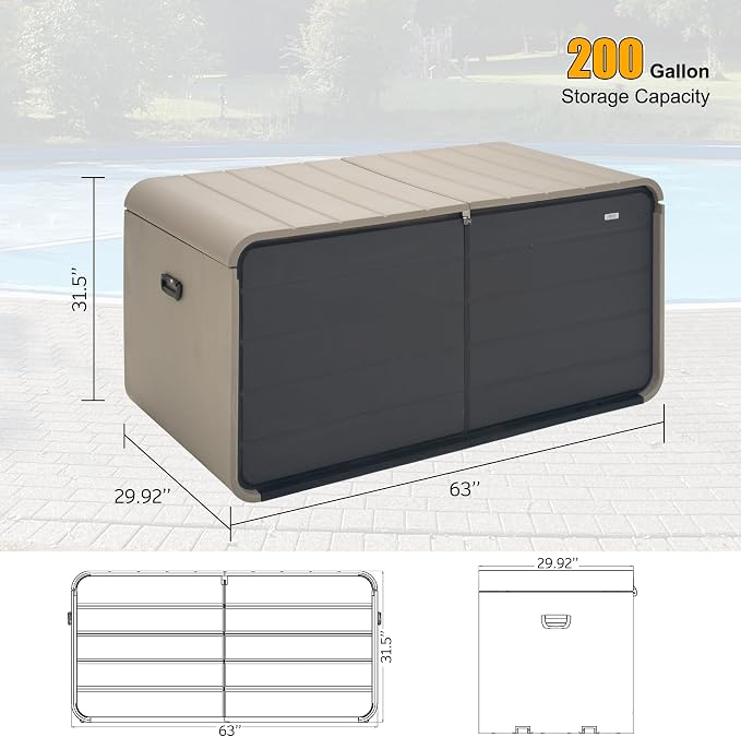 Domi 200 Gallon Resin Deck Box, Waterproof & UV-Resistant Outdoor Large Storage - Image 7