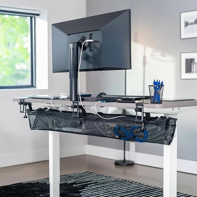 VIVO No Drill Clamp-on 55 inch Mesh Net Under Desk Cable Management Wire - Image 2