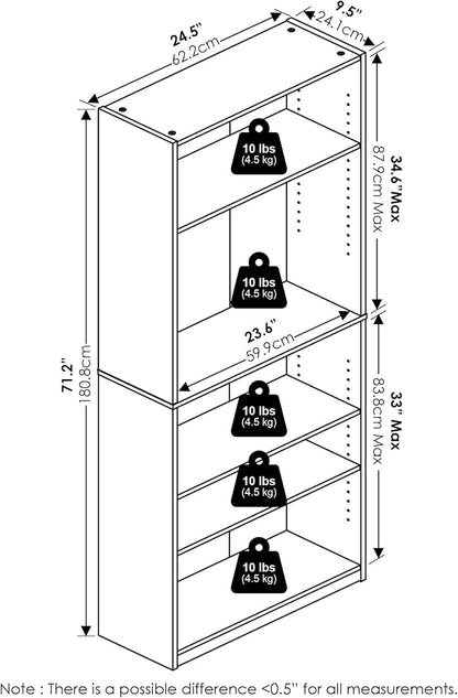 Furinno Jaya Book Shelf, 5-Tier Bookshelf, Bookcase - Image 7