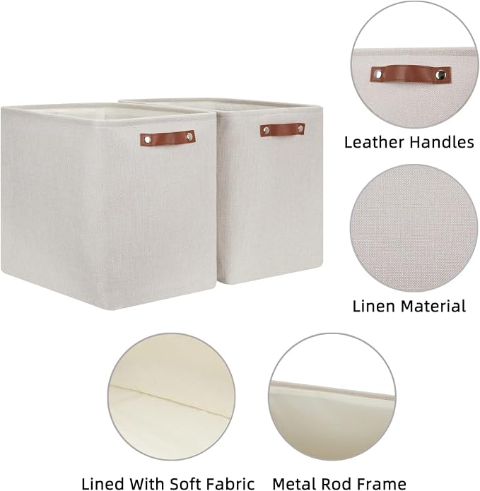 HNZIGE Collapsible Canvas Linen Storage Basket, Large Fabric Cloth Baskets - Image 5