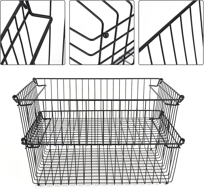 Set of 2 Stackable XXL Wire Baskets - Image 4