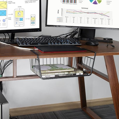 Undershelf Wire Storage Basket, Household Metal Hanging Bin Slides - Image 2