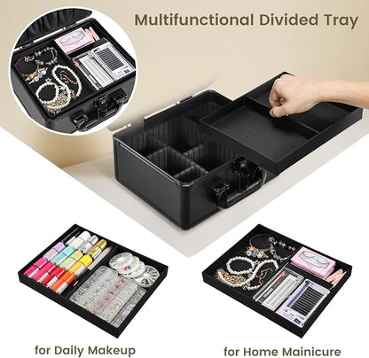 Makeup Case with Lighted Vanity Mirror, Makeup Organizer Box Travel Make up - Image 5