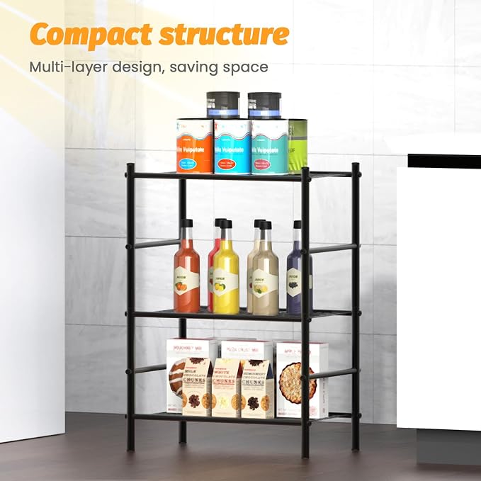 Abiglifty Storage Shelves, 3-Tier Metal Shelving, Wire Shelving - Image 6