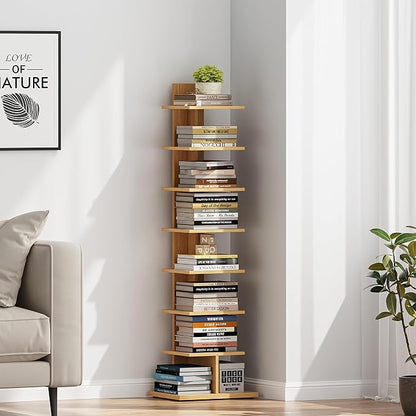 TUTOTAK Book Shelf, Narrow Spine Bookshelf, 8-Tier Bookcase - Image 3