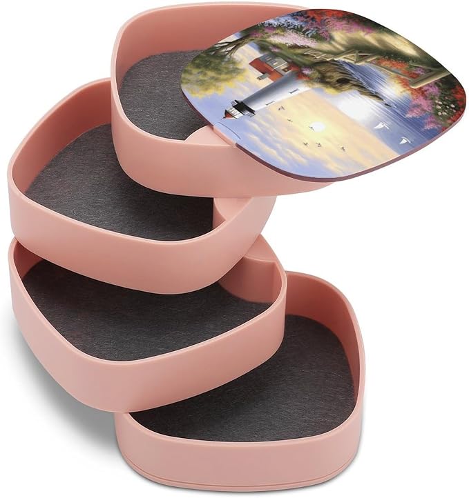 Lighthouse Diamond Painting Rotating Jewelry Organizer Box 4-Layer 360° - Image 7
