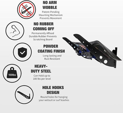 1 Board Surf Rack Wall Mount for Surfboard, Snowboard Storage Adjustable Wall - Image 3
