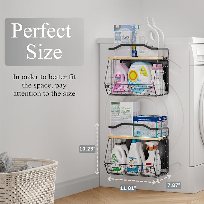 Magnetic Shelf for Fridge with Wood Lid, Fruit Potato and Onion Storage Bins - Image 5