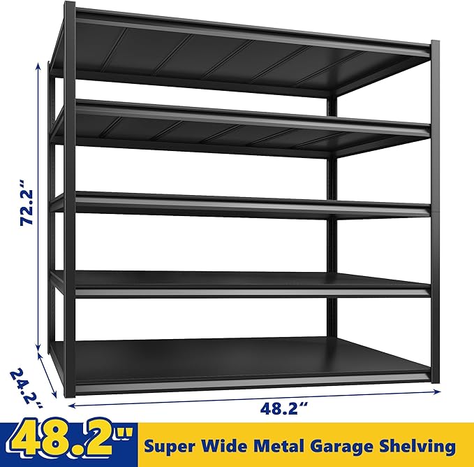 REIBII Garage Shelving 48.2" W Storage Shelves 3000LBS Metal Shelving Heavy - Image 3