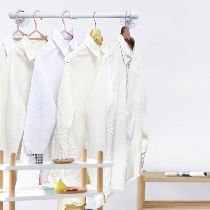 WEBI Clothing Rack Wall Mount White, Heavy Duty Iron Garment Rack Bar, Retail - Image 5