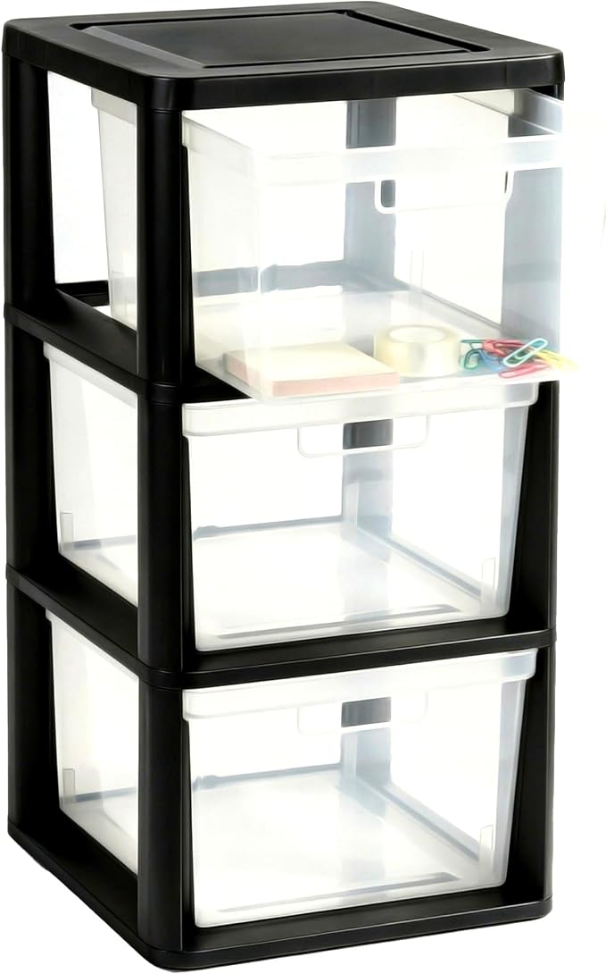 Plastic Storage Tower with 3 Clear Drawers, Removable Bins with Integrated - Image 6