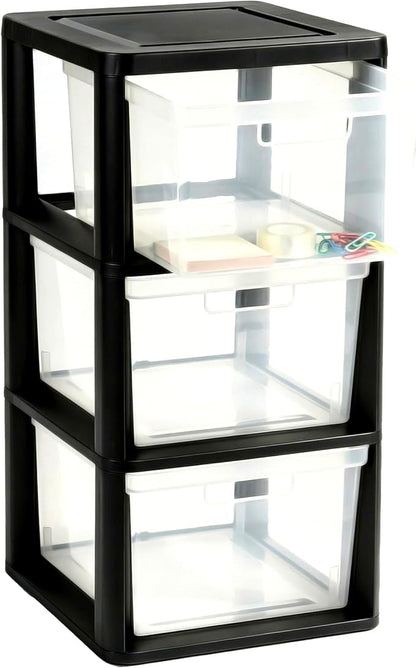 Plastic Storage Tower with 3 Clear Drawers, Removable Bins with Integrated - Image 6